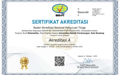 Matematika UNPAR Kembali Memperoleh Akreditasi “A”
